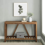 Farmhouse Console Table With Rustic Oak Finish