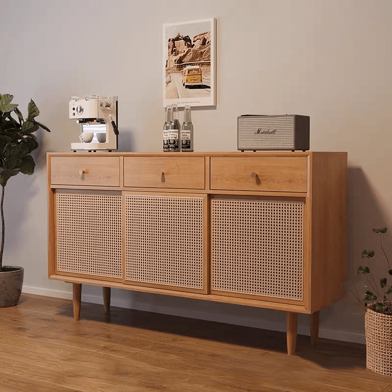 Farmhouse Rattan/Glass Sideboard With Storage Main Product Image Image principale du produit