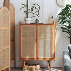 Farmhouse Rattan Shoe Cabinet With Pinewood Frame Main Product Image