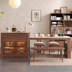 Faux Marble & Wood Extendable Kitchen Island Table A