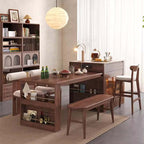 Faux Marble & Wood Extendable Kitchen Island Table A