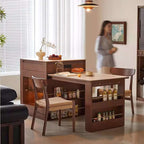 Faux Marble & Wood Extendable Kitchen Island Table A