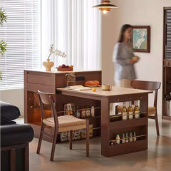 Faux Marble & Wood Extendable Kitchen Island Table A