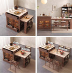 Faux Marble & Wood Extendable Kitchen Island Table A Main Product Image