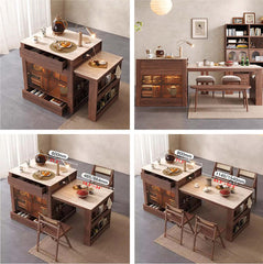 Faux Marble & Wood Extendable Kitchen Island Table A Main Product Image