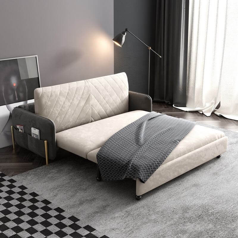 Modern 67-inch pull out convertible sofa bed with storage pocket for space-saving comfort