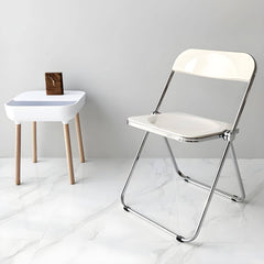 Contemporary Acrylic Open Back Folding Armless Chair for Dining Room Dining Chairs