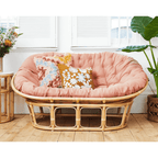 Cozy natural rattan papasan chair available in single or double size for comfortable lounging