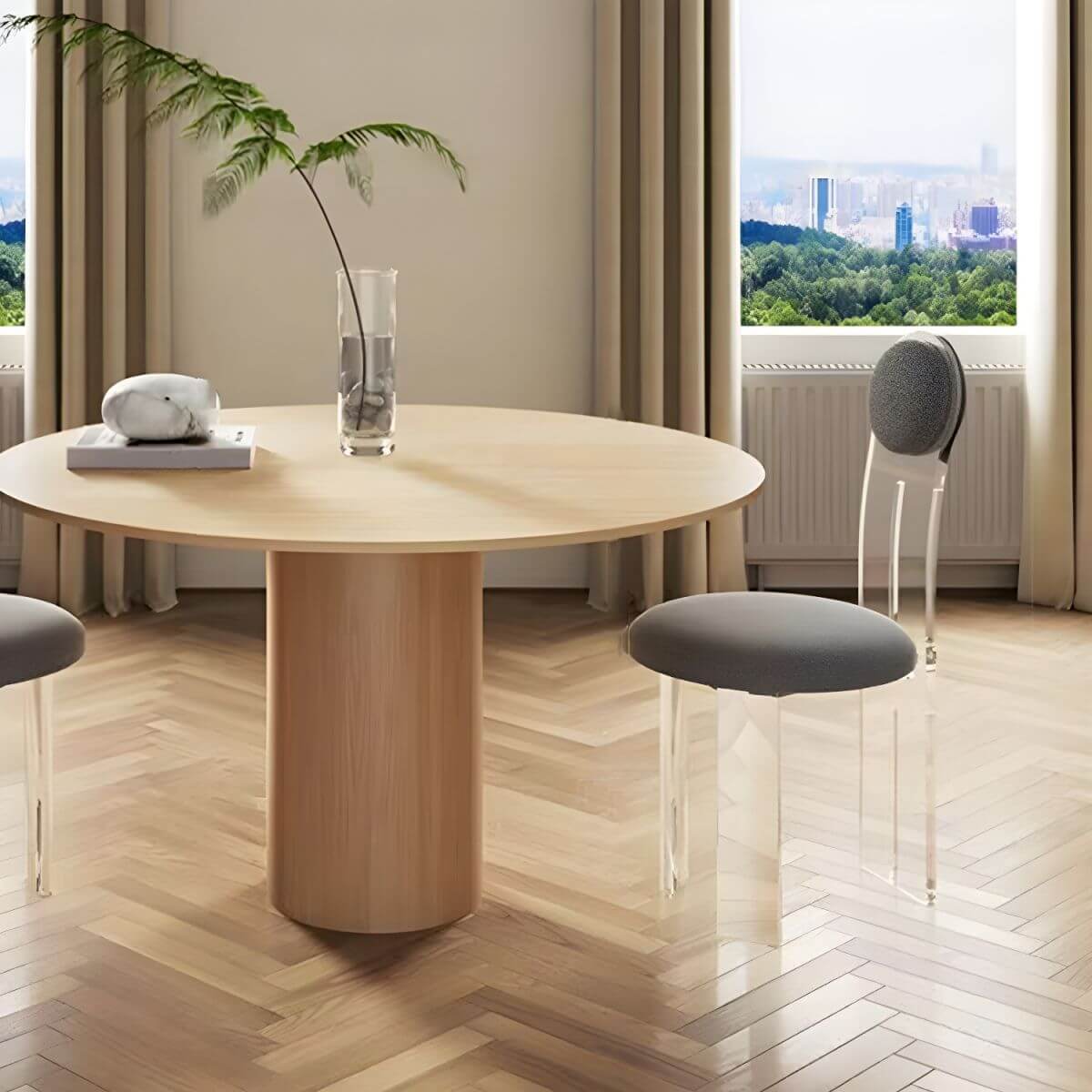 Silla de comedor tapizada contemporánea con marco de acrílico para cocina Imagen secundaria del producto