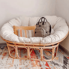 Natural Rattan Papasan Chair - Cozy Lounge Sofa