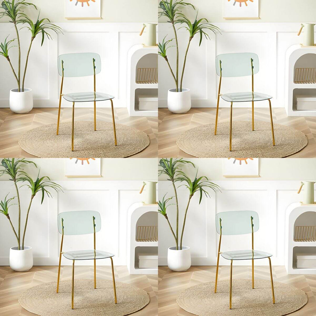 Transparent acrylic dining chair with modern design, perfect for living room and kitchen seating