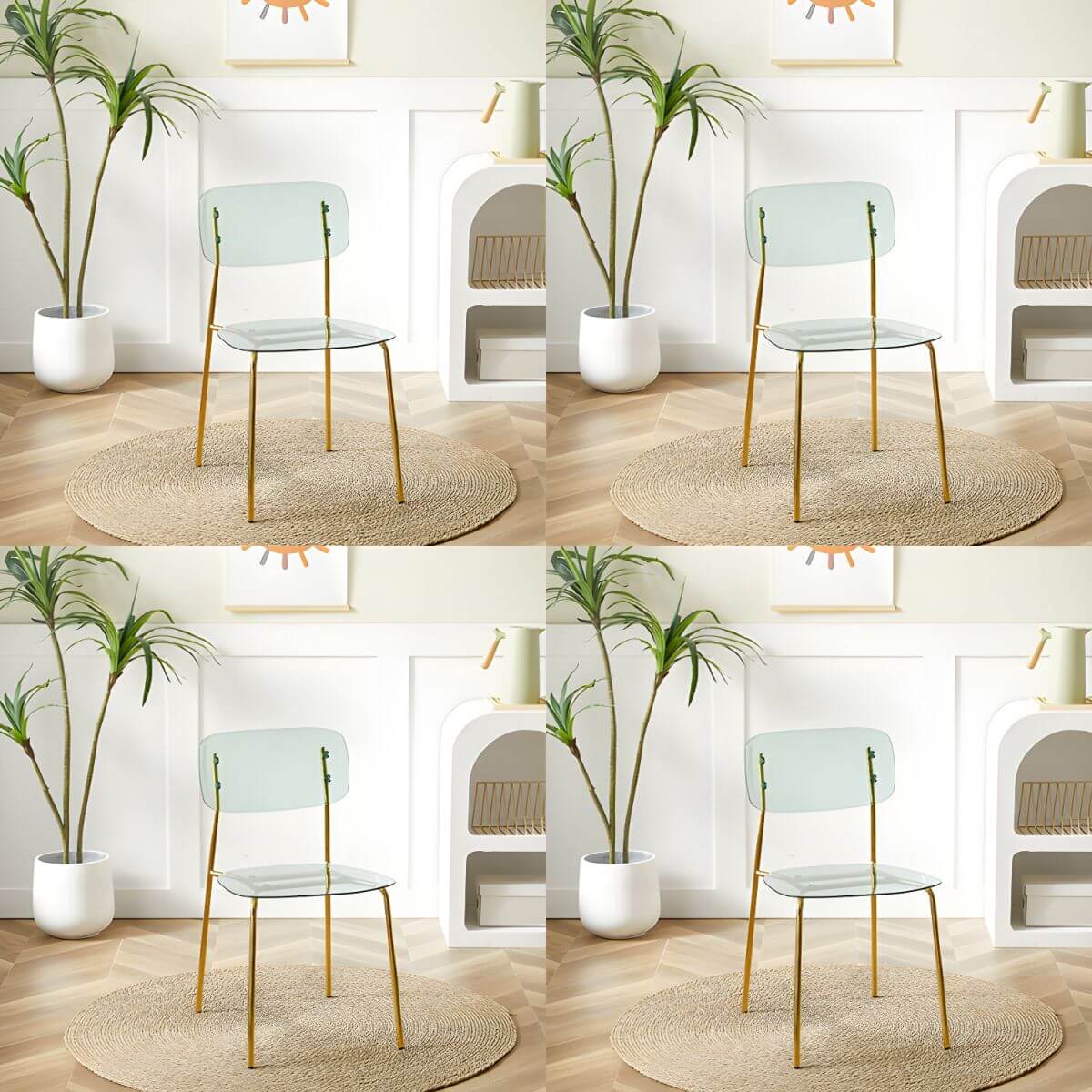 Transparent acrylic dining chair with modern design, perfect for living room and kitchen seating