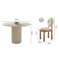 Chic Round Terrazzo Table and Soft Wool Upholstered Chairs - Trendy Home Dining Experience