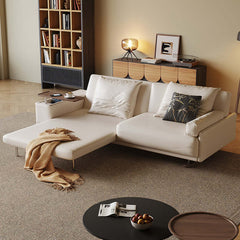 Modern Minimalist Folding Sofa bed with Reversible Armrests & Adjustable Side Table