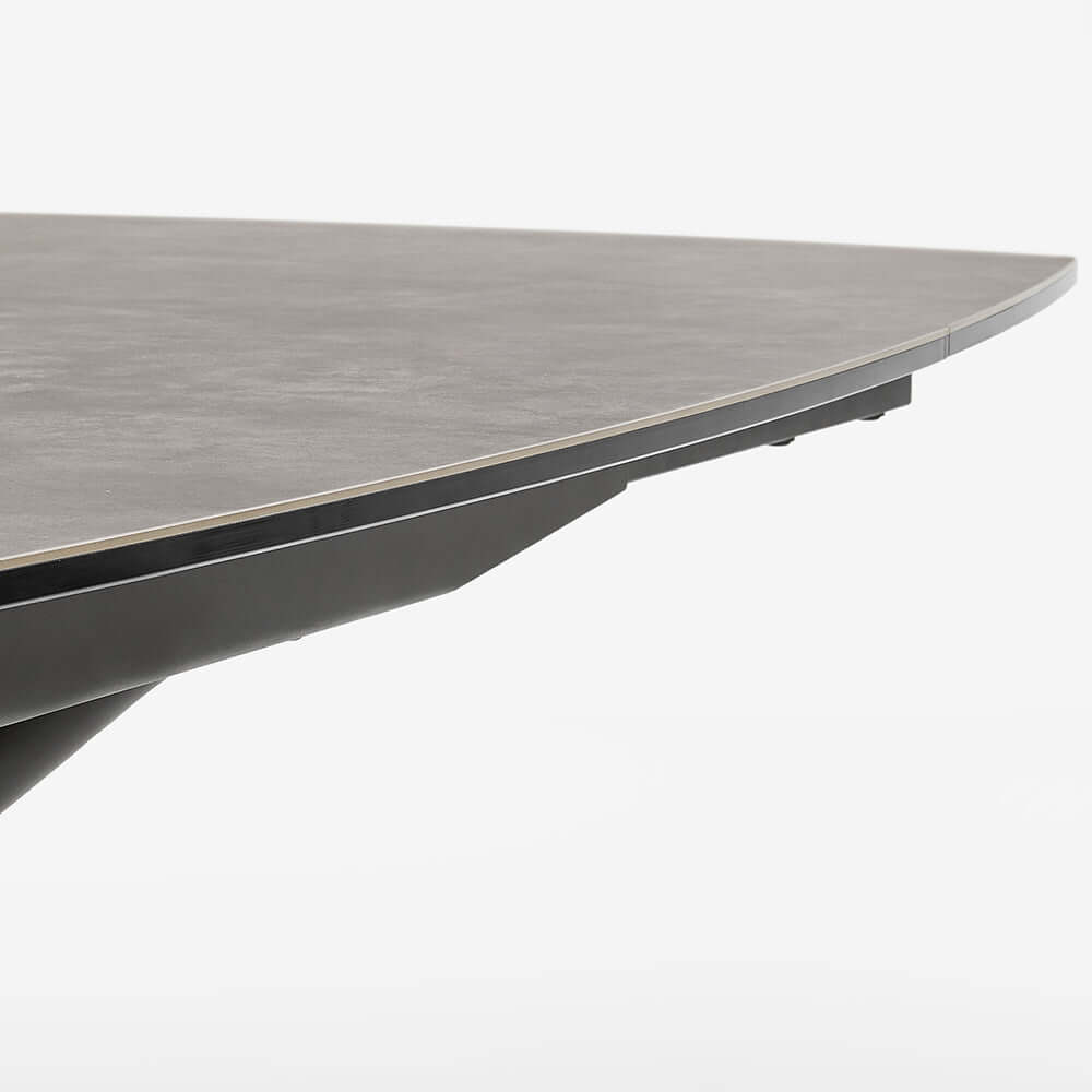 Extendable modern rectangular rock slab dining table seating 6 people