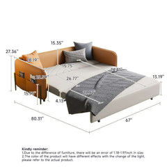 67in Modern Pull Out Convertible Sofa Bed With Storage Pocket