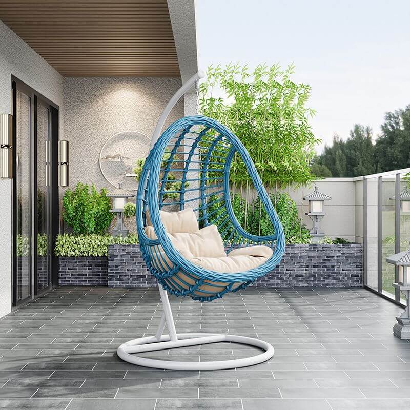 Tropical alloy framed porch swing egg chair with stand and chain included