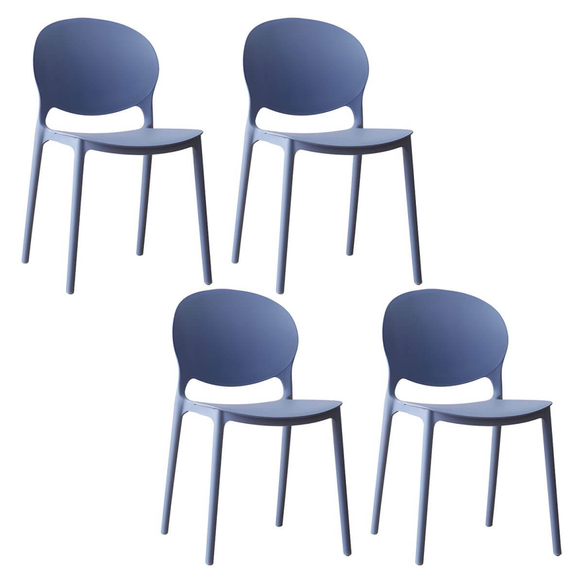 Scandinavian plastic dining chair with open back and four legs, ideal for home use
