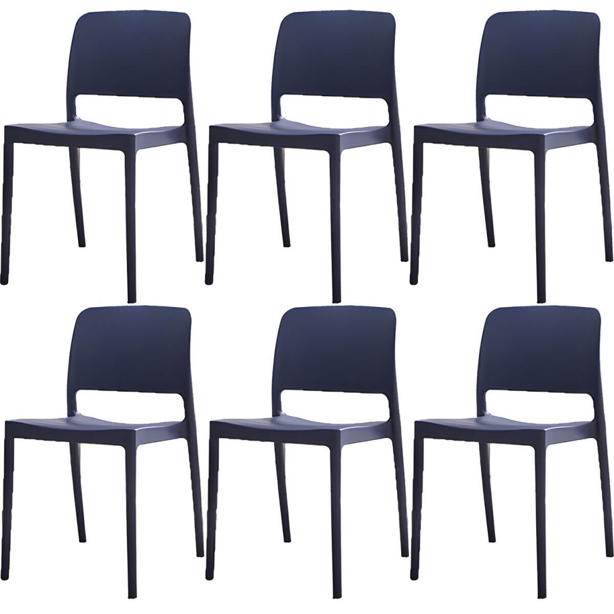 Scandinavian plastic and acrylic dining chair with low backrest and armless design