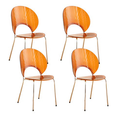Scandinavian Style Stackable Plastic & Acrylic Side Chair with Silver Legs Dining Chairs