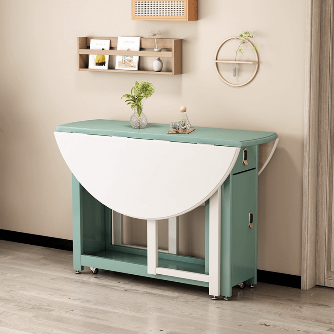 Solid wood folding dining set with smooth surface, easy mobility, and stable design