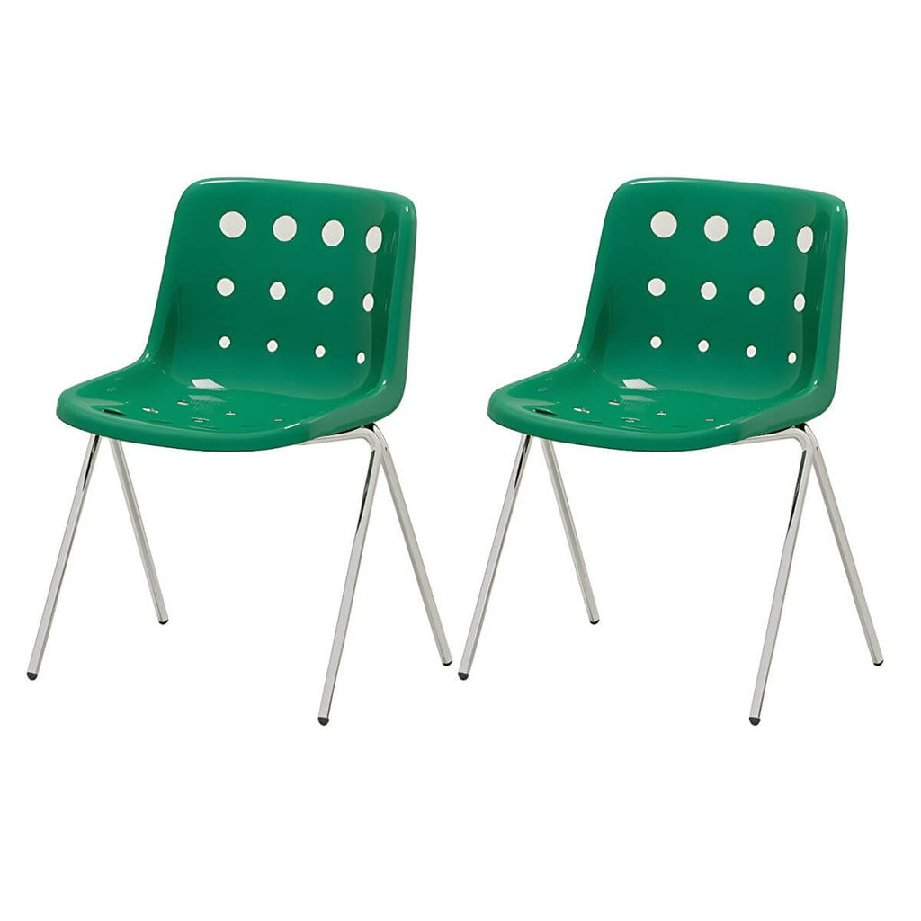 Stackable Scandinavian plastic and acrylic side chair with low back for dining