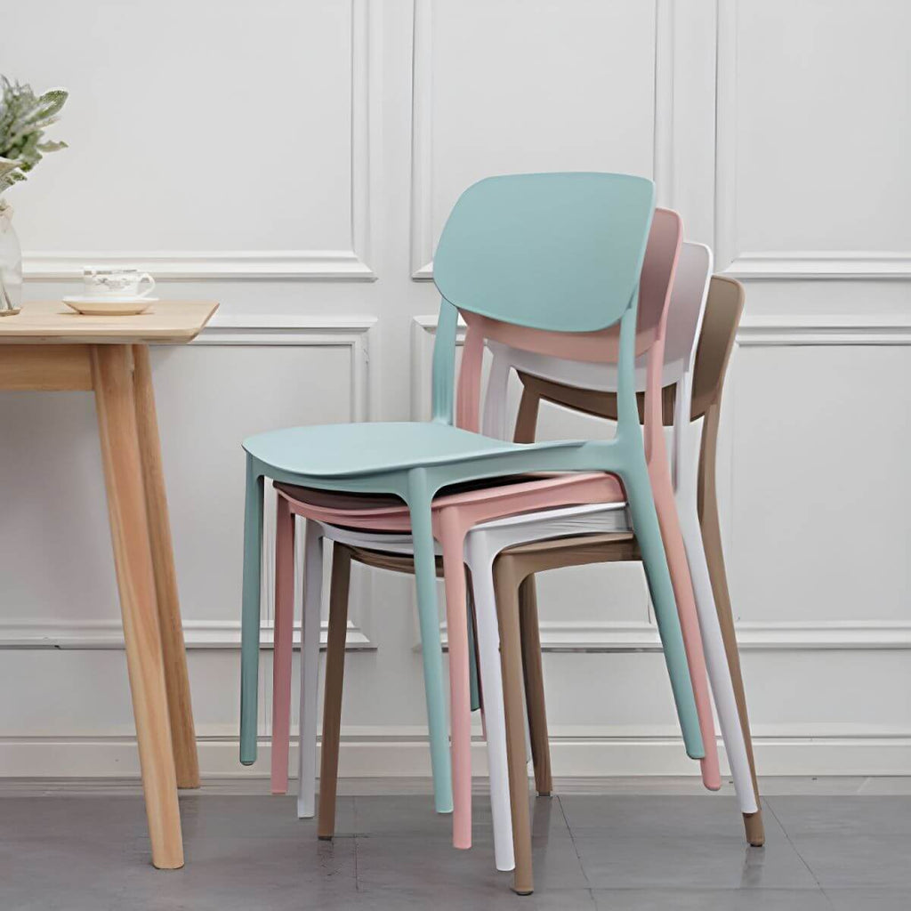 Scandinavian style stackable plastic and acrylic dining side chair for kitchen and dining
