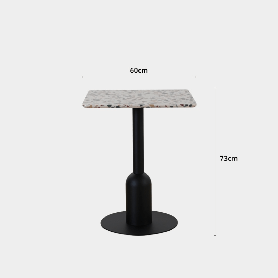 Round terrazzo table ideal for dining or office use with versatile design