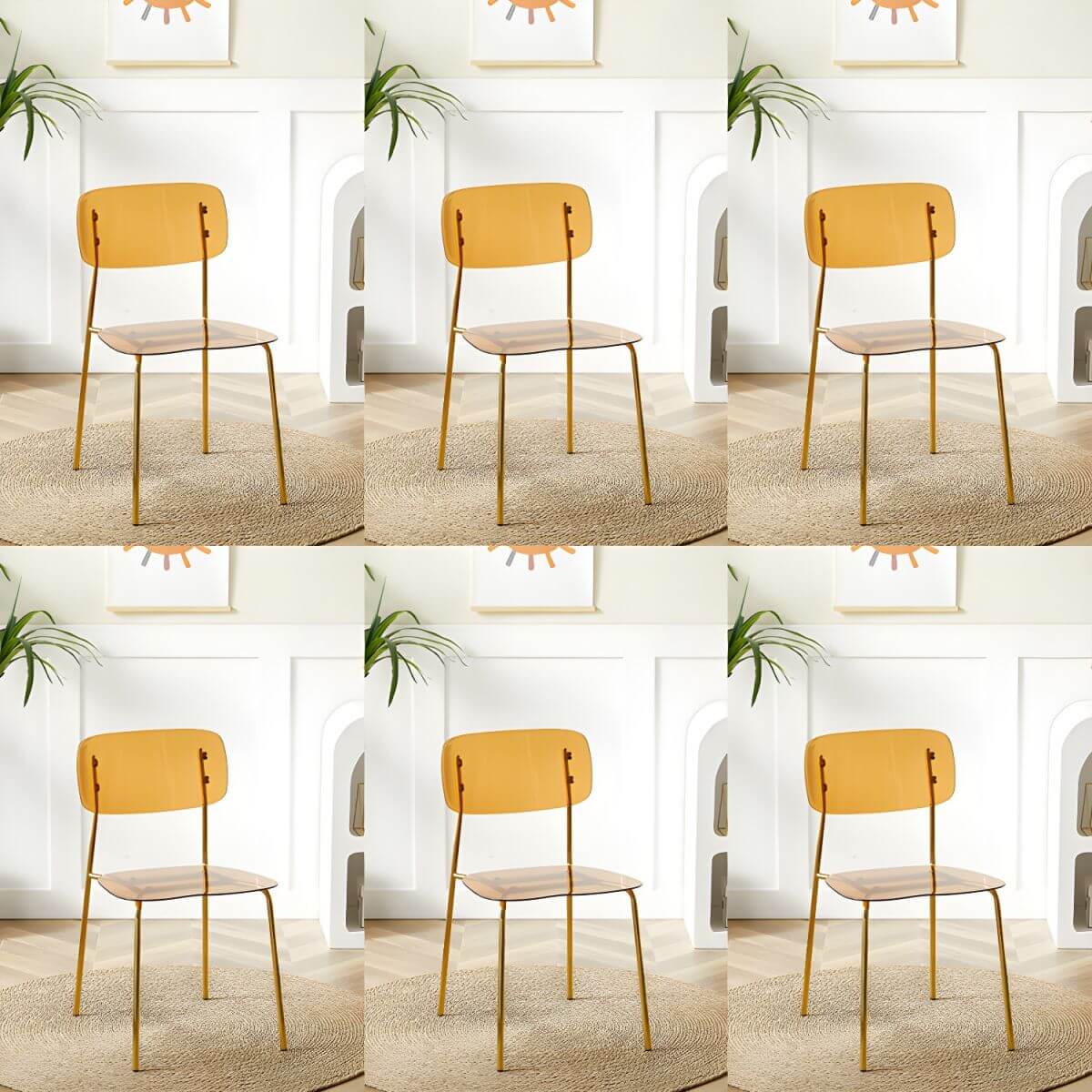 Transparent acrylic dining chair with modern design, perfect for living room and kitchen seating