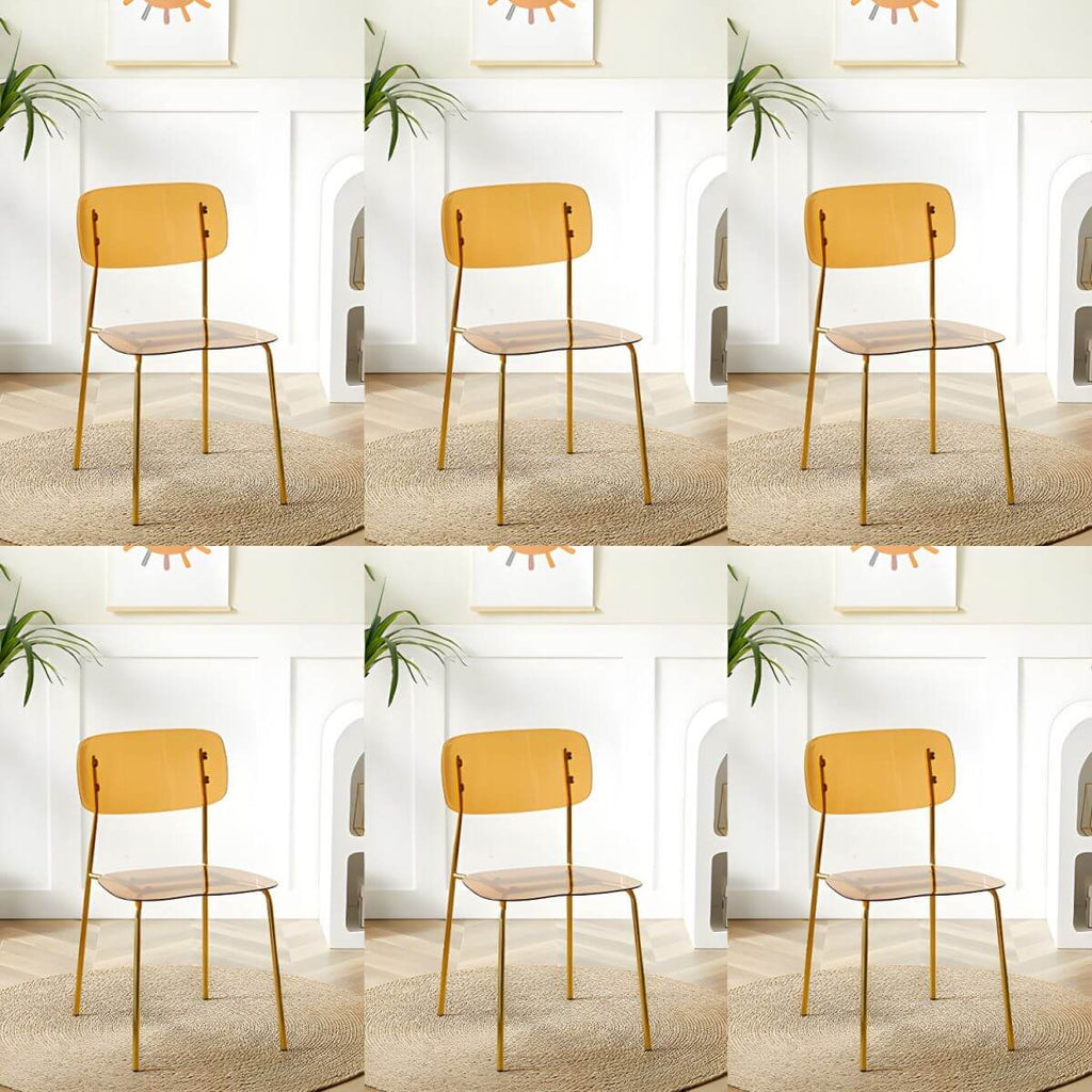 Transparent acrylic dining chair with modern design, perfect for living room and kitchen seating