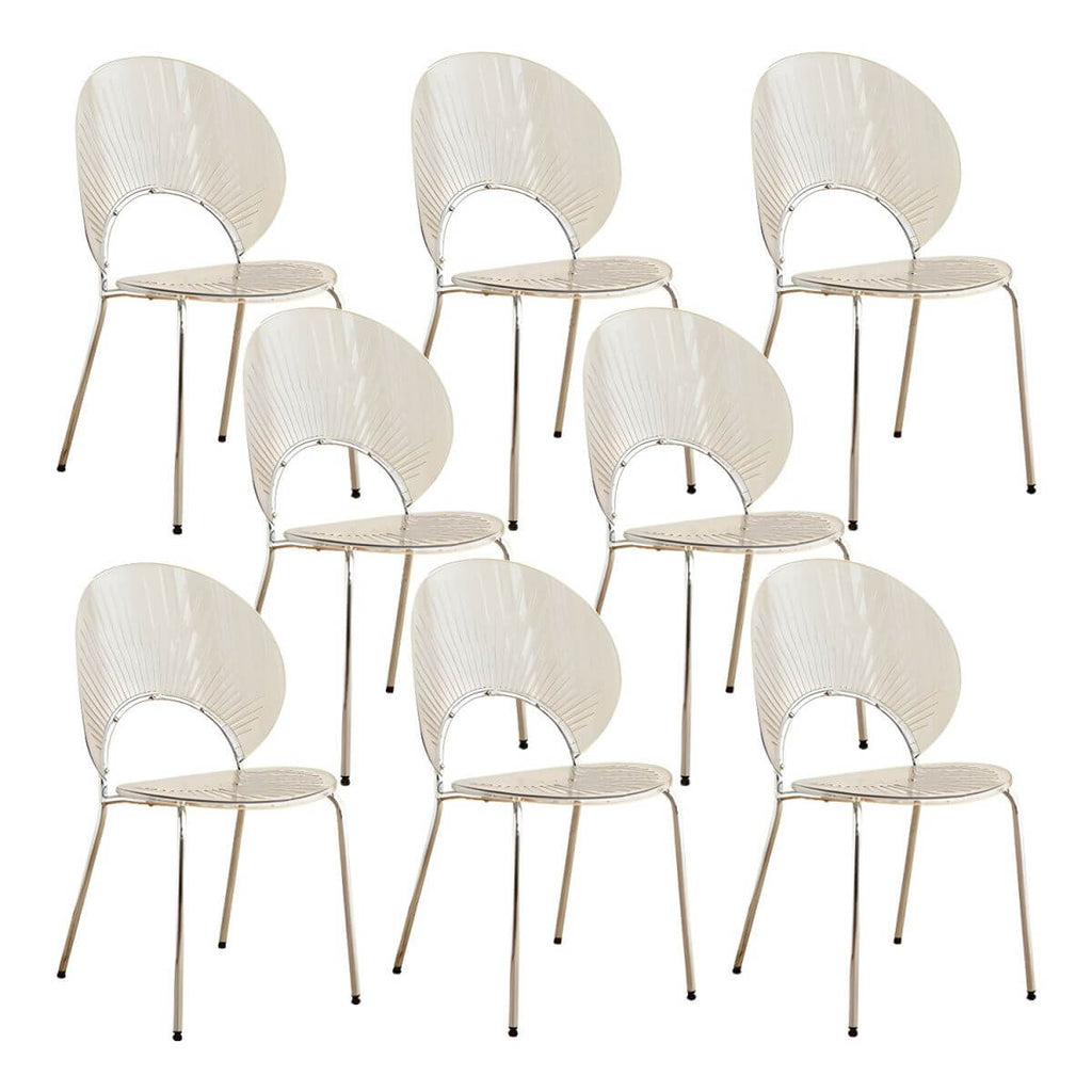Scandinavian style stackable armless side chair made of plastic and acrylic for dining