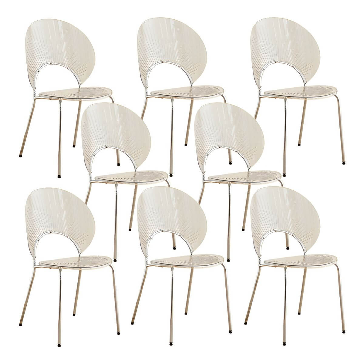 Scandinavian style stackable armless side chair made of plastic and acrylic for dining