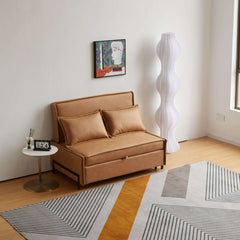 35.4" Brown  Modern Double Loveseat Sleeper Durable and Easy to Clean Sofa Bed