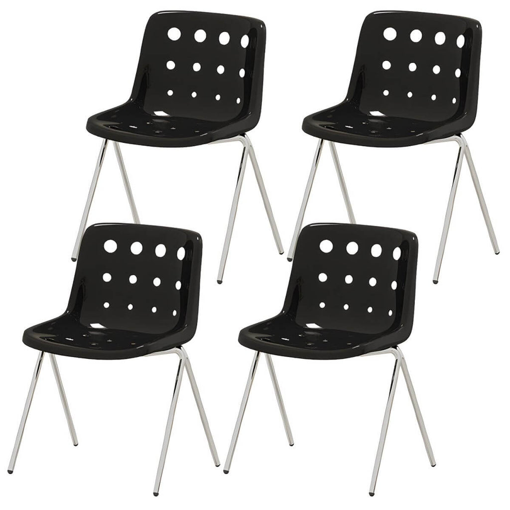 Stackable Scandinavian plastic and acrylic side chair with low back for dining