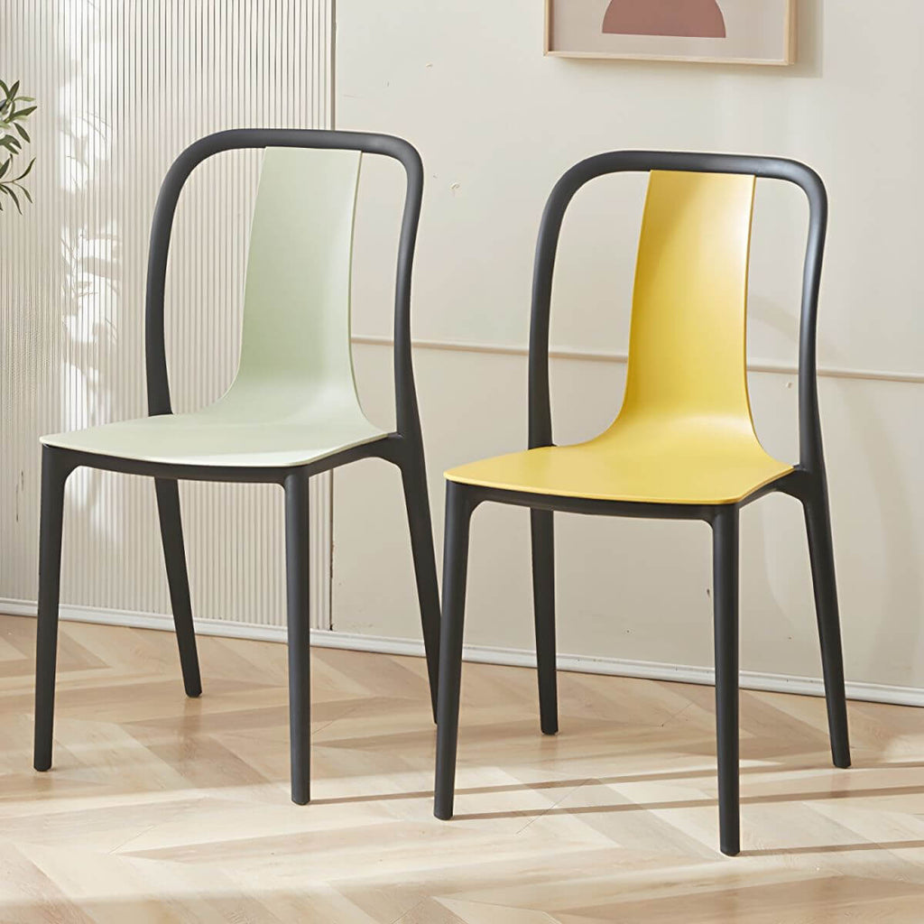 Low-back plastic and acrylic side chair with modern style for kitchen and dining areas
