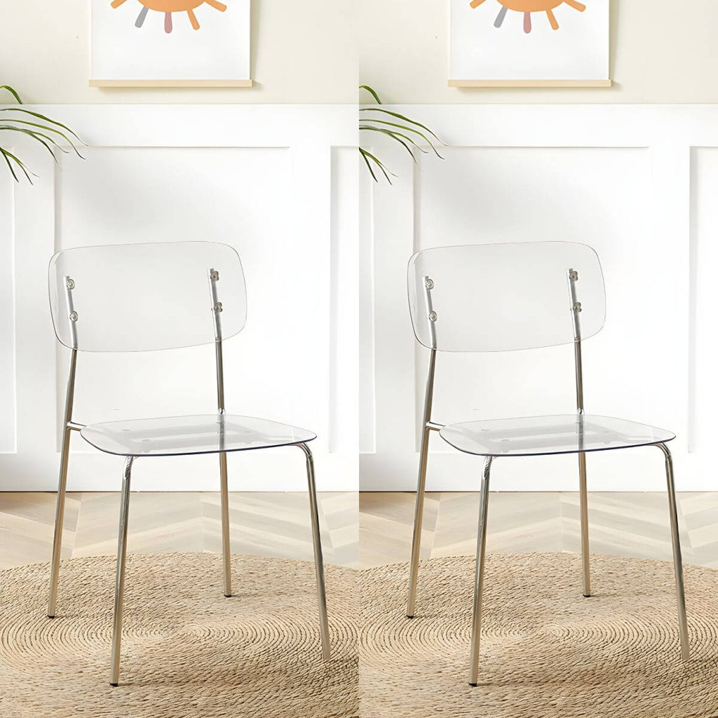 Transparent acrylic dining chair with modern design, perfect for living room and kitchen seating