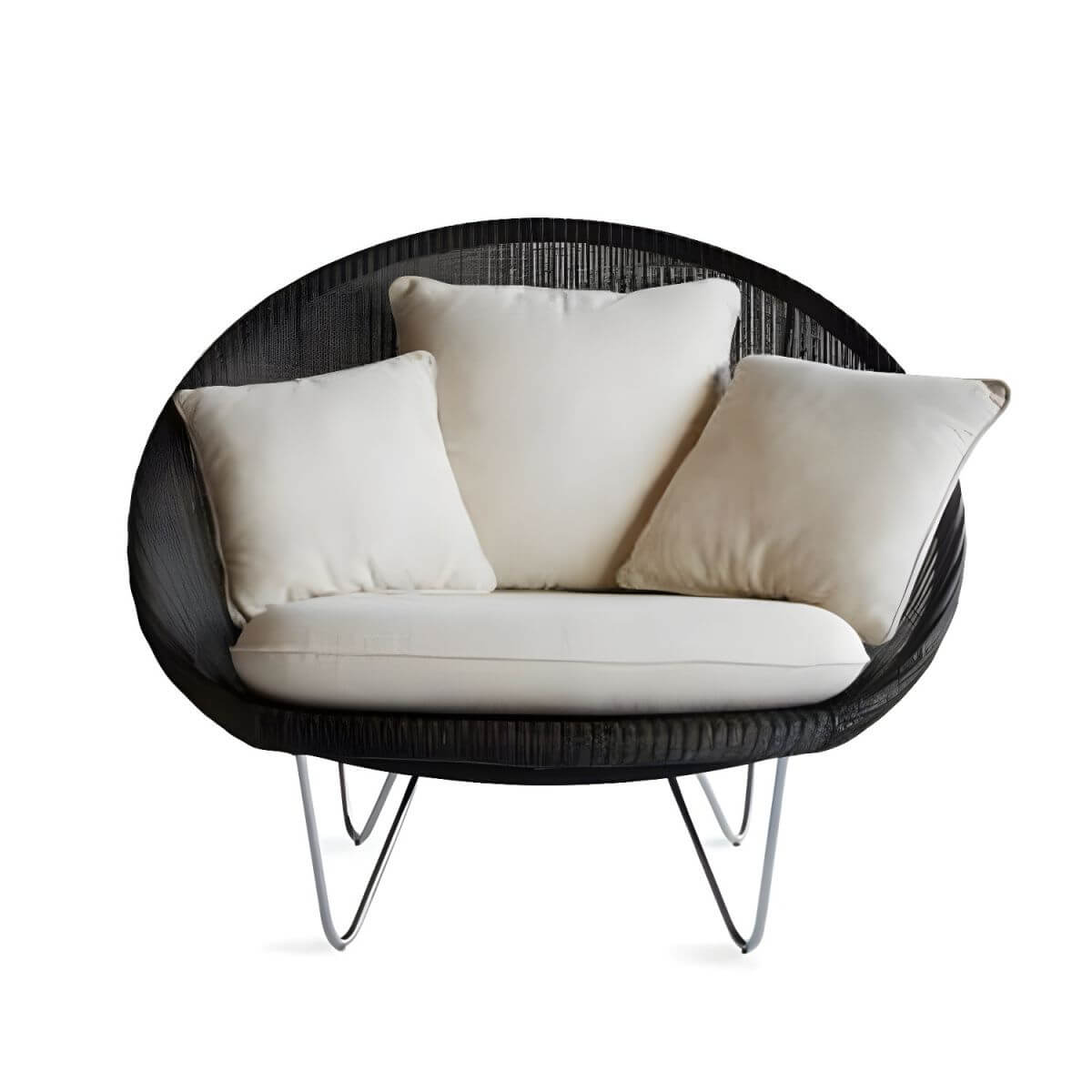 Contemporary woven back papasan accent chair with dimensions 41.34 by 33.86 by 36.61 inches