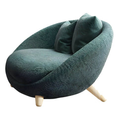 Scandinavian 34.6"Wide Cotton Blend Fixed Back Sloped Arms Papasan Chair with 2 Pillows Accent Chairs