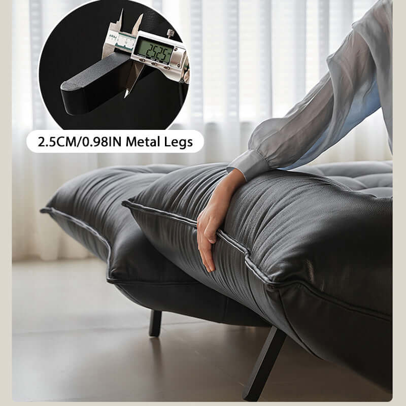 Togo style leather sleeper sofa bed without arms, perfect for compact living spaces