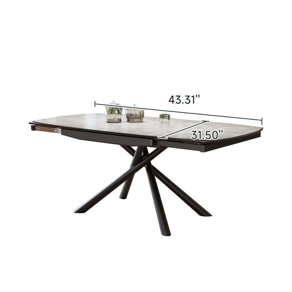 Extendable modern rectangular rock slab dining table seating 6 people