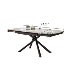 Modern Rectangular Rock Slab Extendable Dining Table for 6 Person