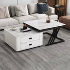Modern square steel frame nesting coffee tables set with two pieces, including a small table