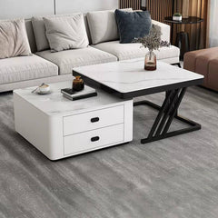 Square Steel Frame Modern Nesting Coffee Tables Set with Small Table, 2-Piece Collection Coffee Tables