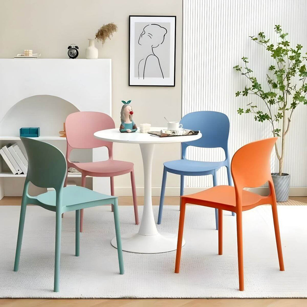 Scandinavian style stackable plastic and acrylic dining side chair for kitchen and dining