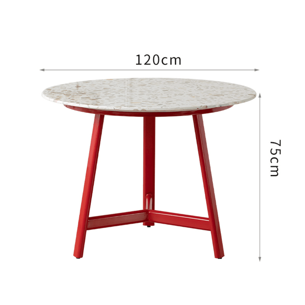 Modern terrazzo dining table with sleek design, perfect for cozy meals and home office use