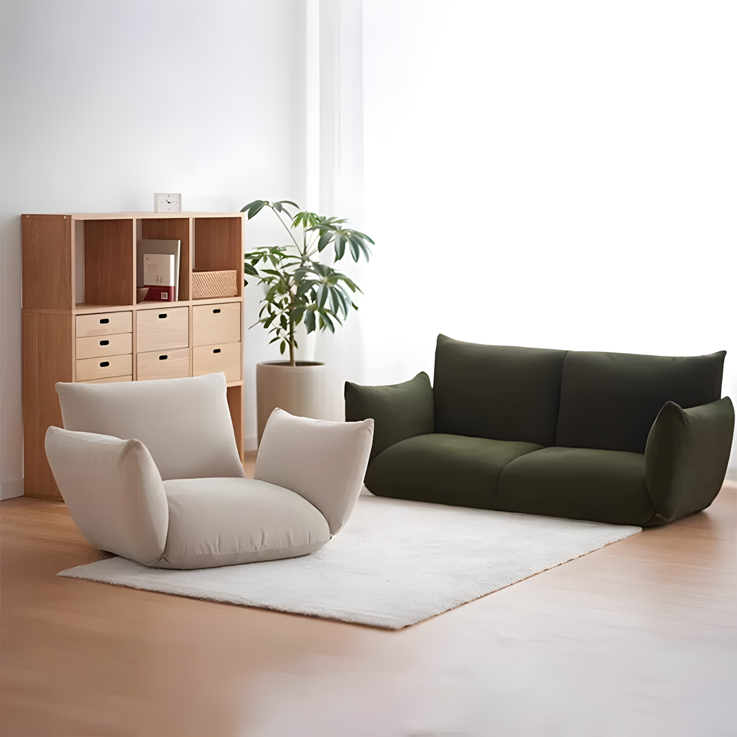 أريكة حديثة من ألياف البوليستر مع مقعد رغوي وغطاء قابل للإزالة للراحة الأنيقة