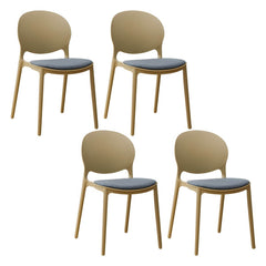 Scandinavian Plastic Dining Chair Open Back Side Chair with 4 Legs for Home Use Dining Chairs
