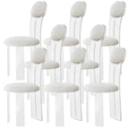 Contemporary upholstered dining chair with clear acrylic frame for kitchen seating