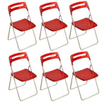 Modern collapsible open back side chair made of plastic and acrylic, ideal for kitchen and dining areas