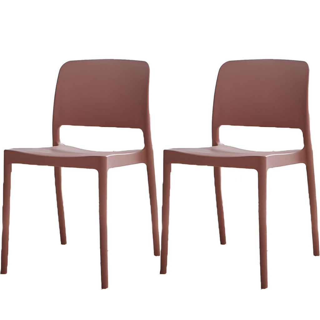 Scandinavian plastic and acrylic dining chair with low backrest and armless design